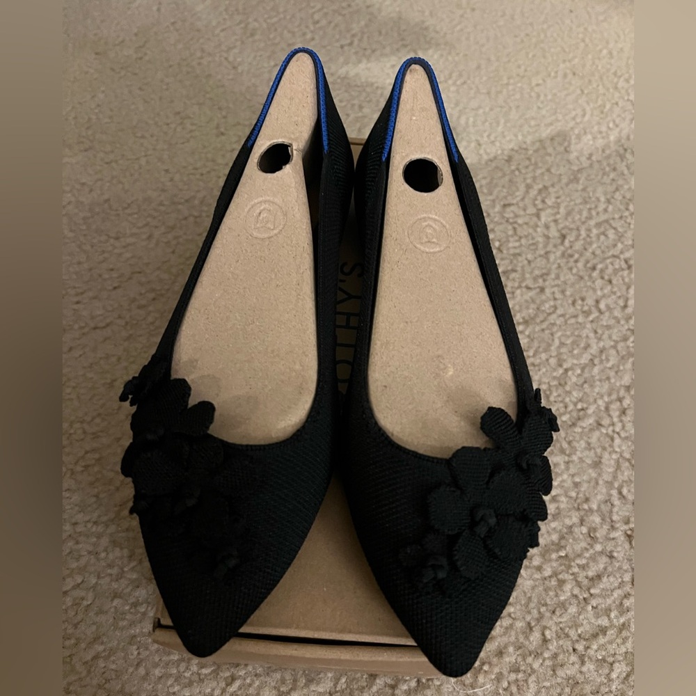 Rothy's Black Floral Flats